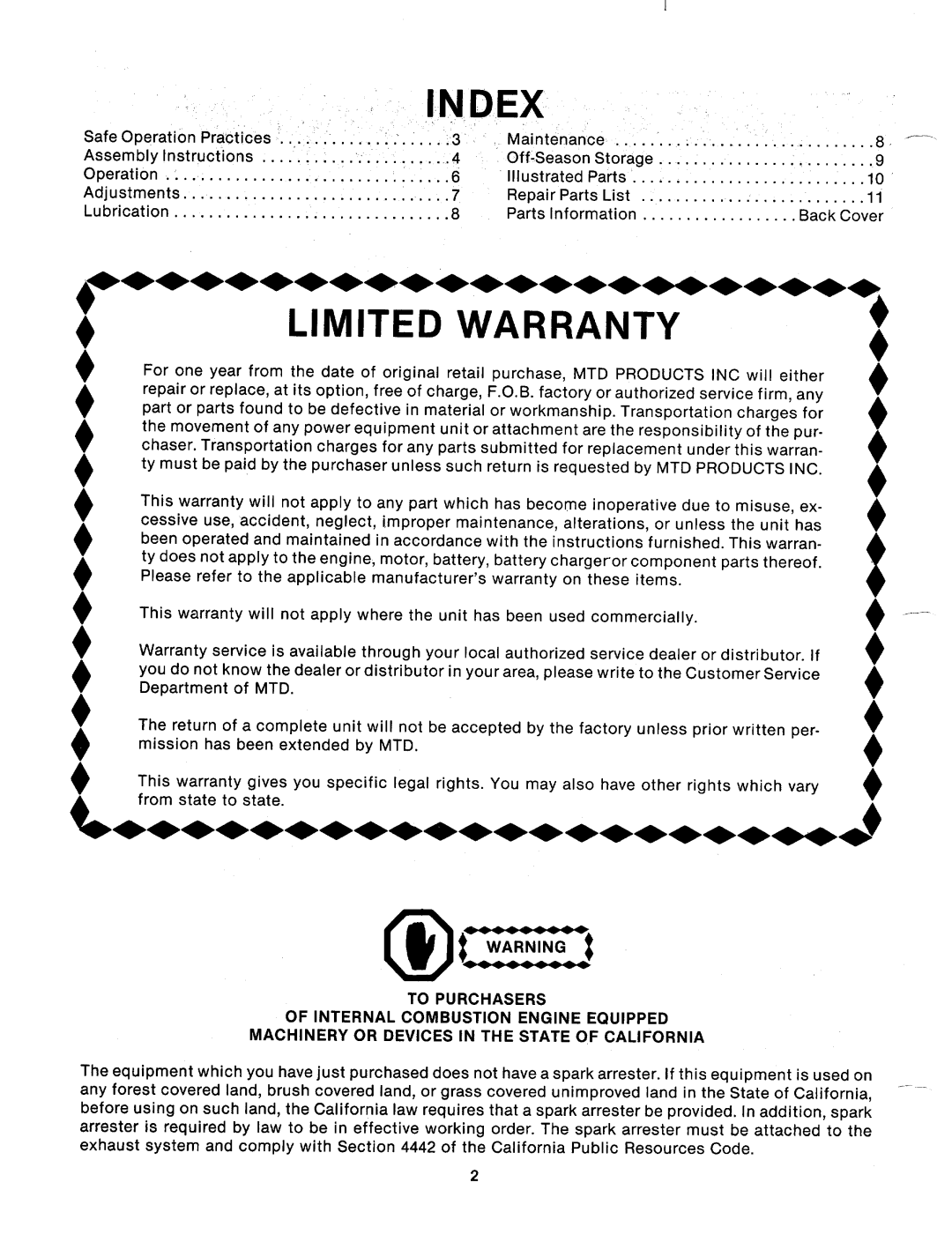 MTD 112-060A, 112-060-120 manual 