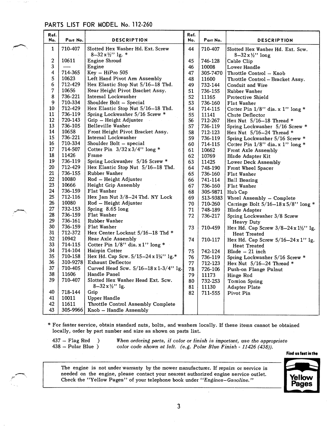 MTD 112-260 manual 