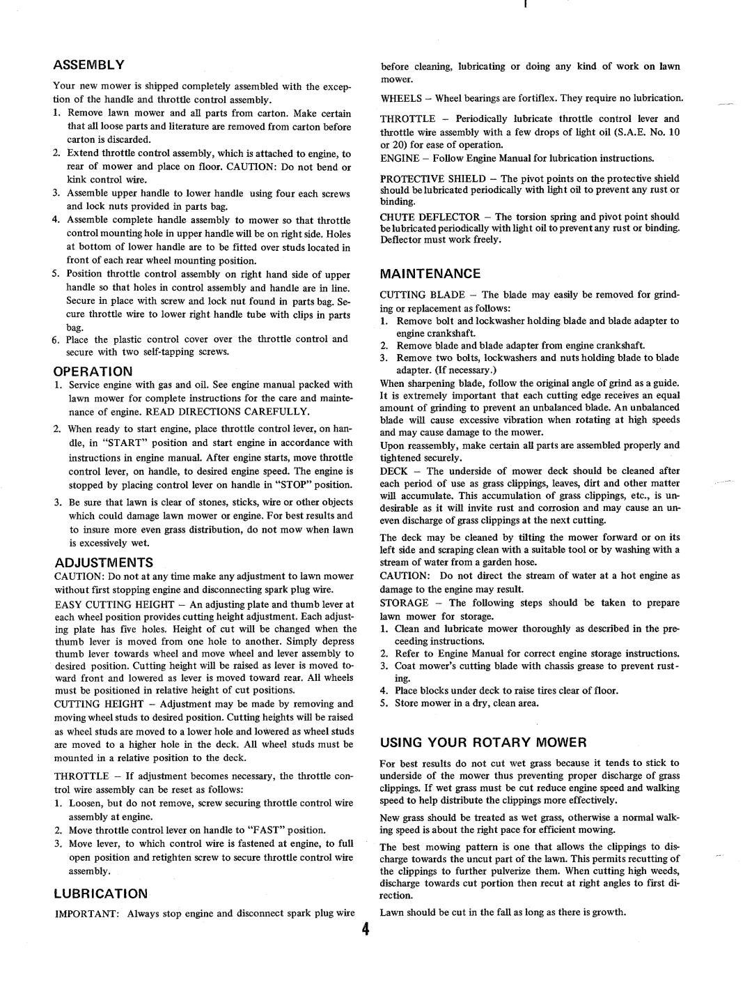 MTD 112-305, 112-315, 112-300, 112-310 manual 