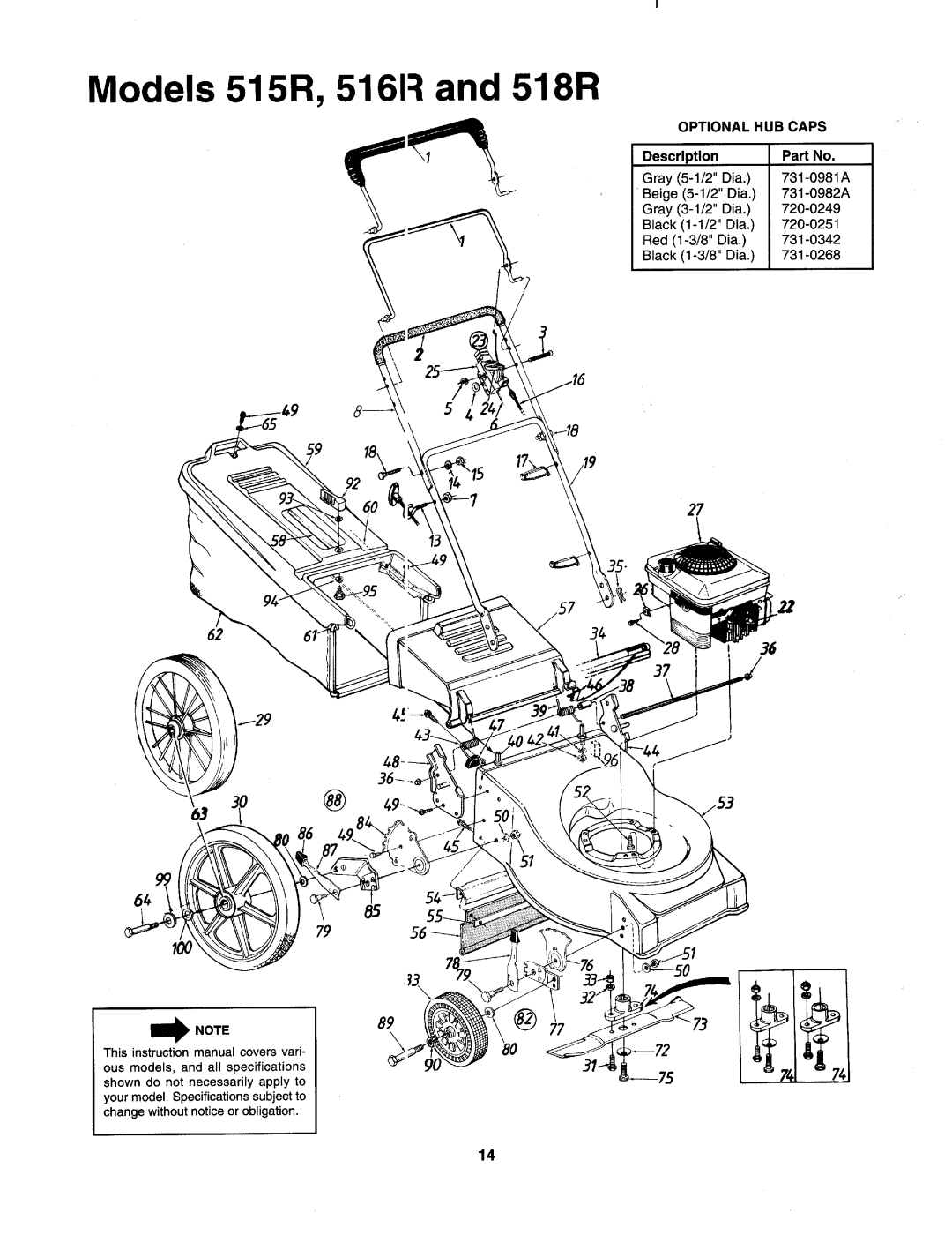 MTD 112-518R000, 112-515R000, 112-516R000 manual 