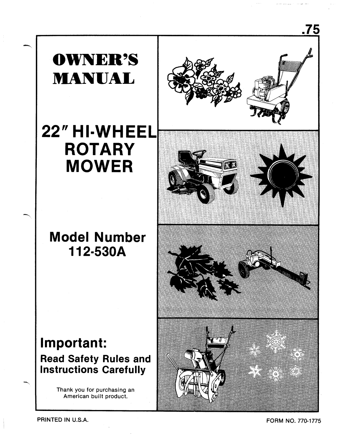 MTD 112-530A manual 