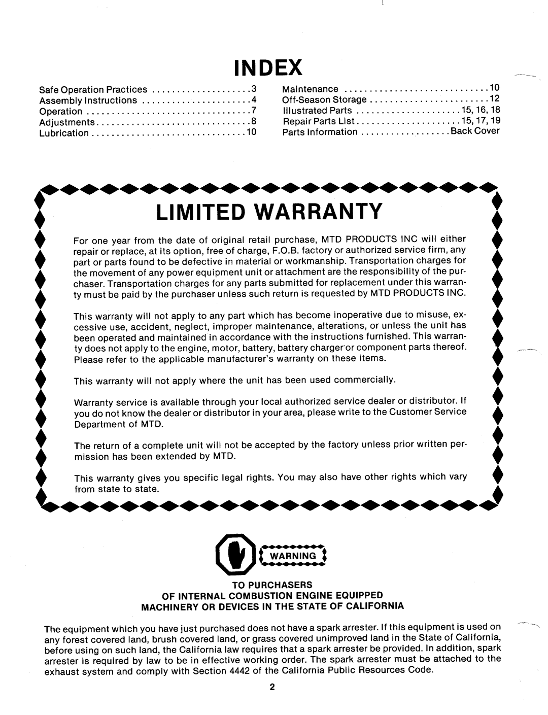 MTD 112-530A manual 