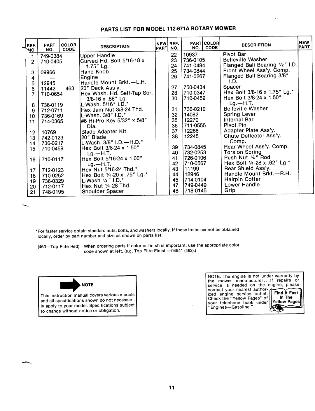 MTD 112-671A manual 