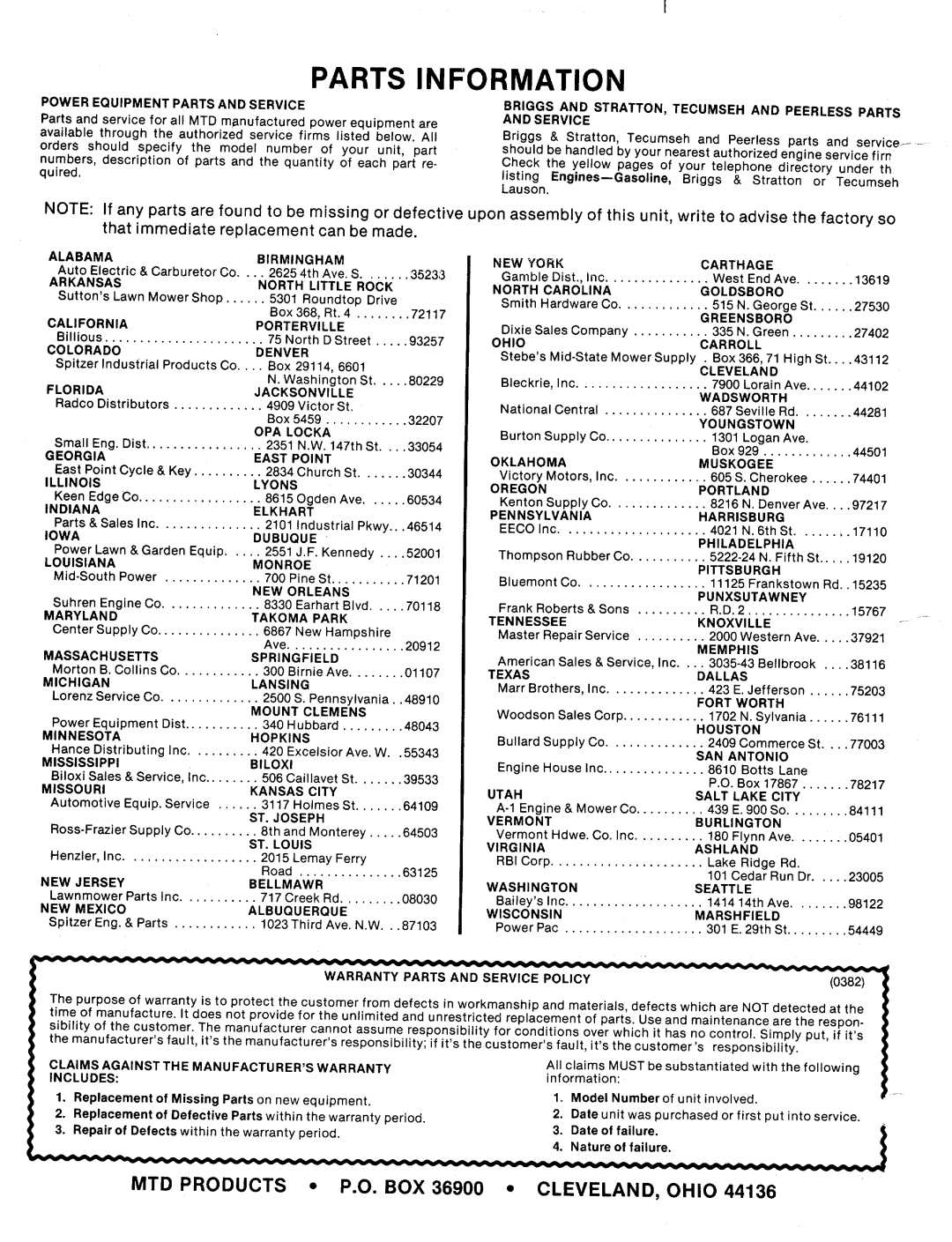 MTD 112-671A manual 