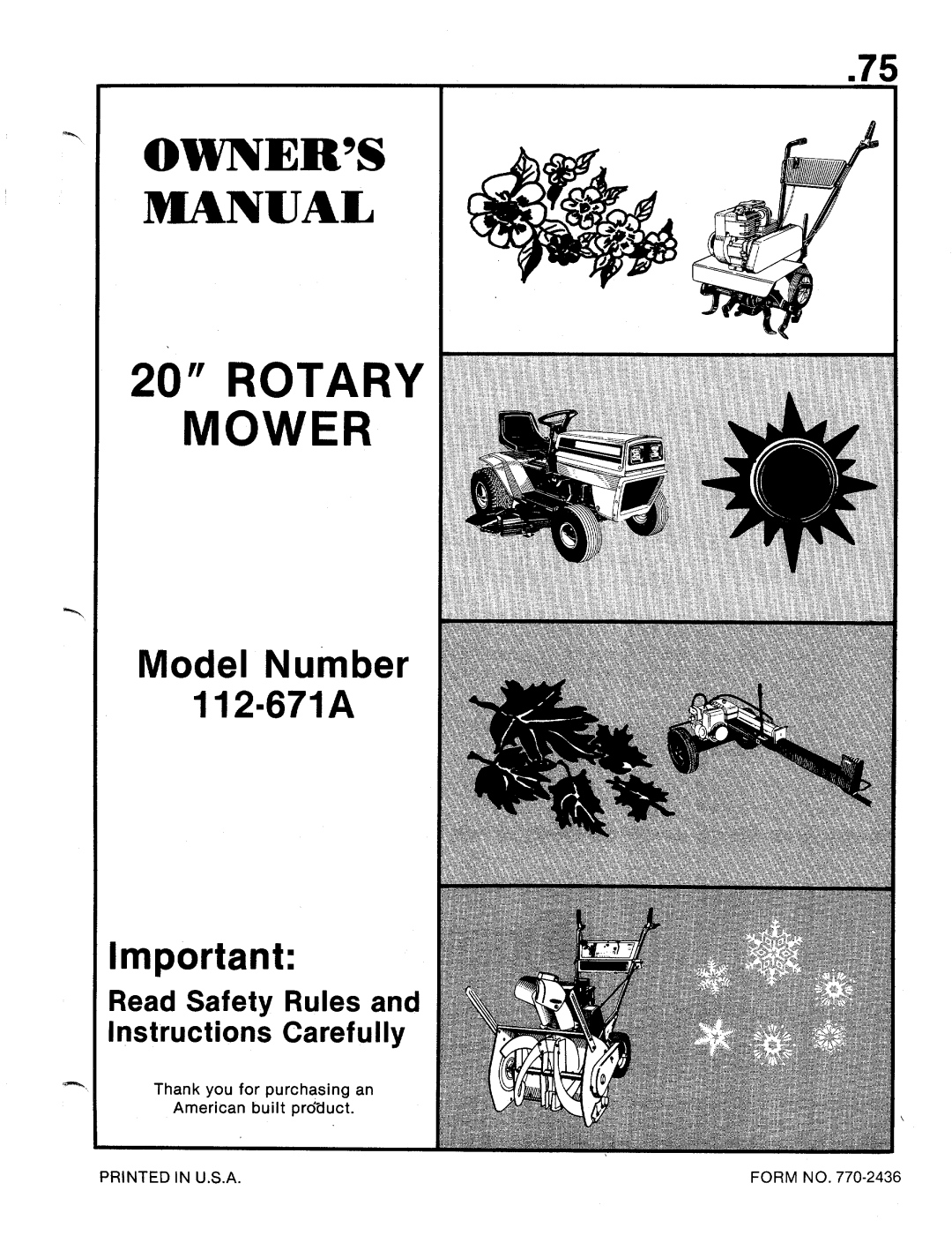 MTD 112-671A manual 