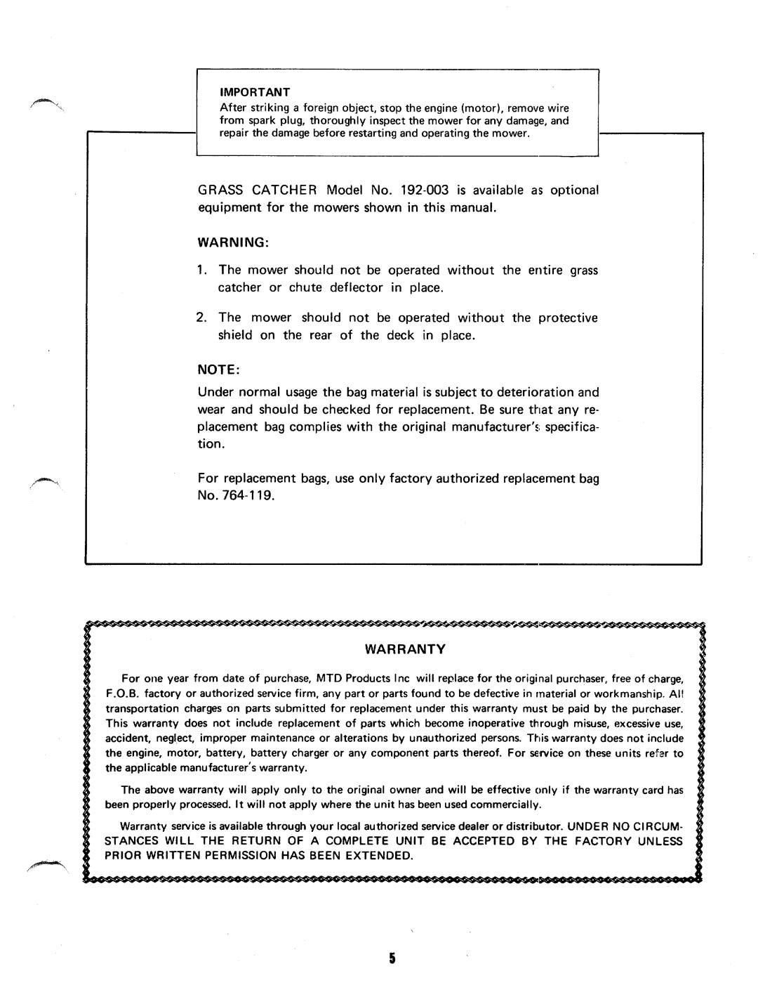 MTD 112-930 manual 