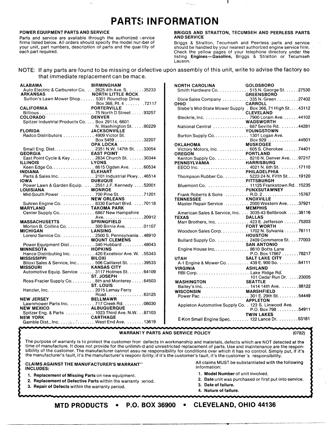 MTD 113-011A, 113-020A manual 