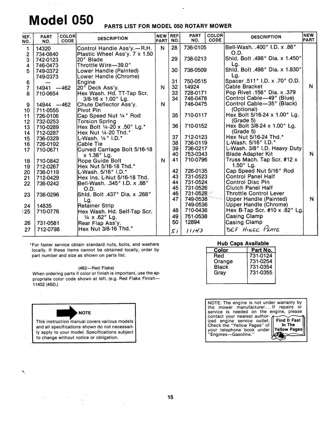 MTD 113-050A manual 