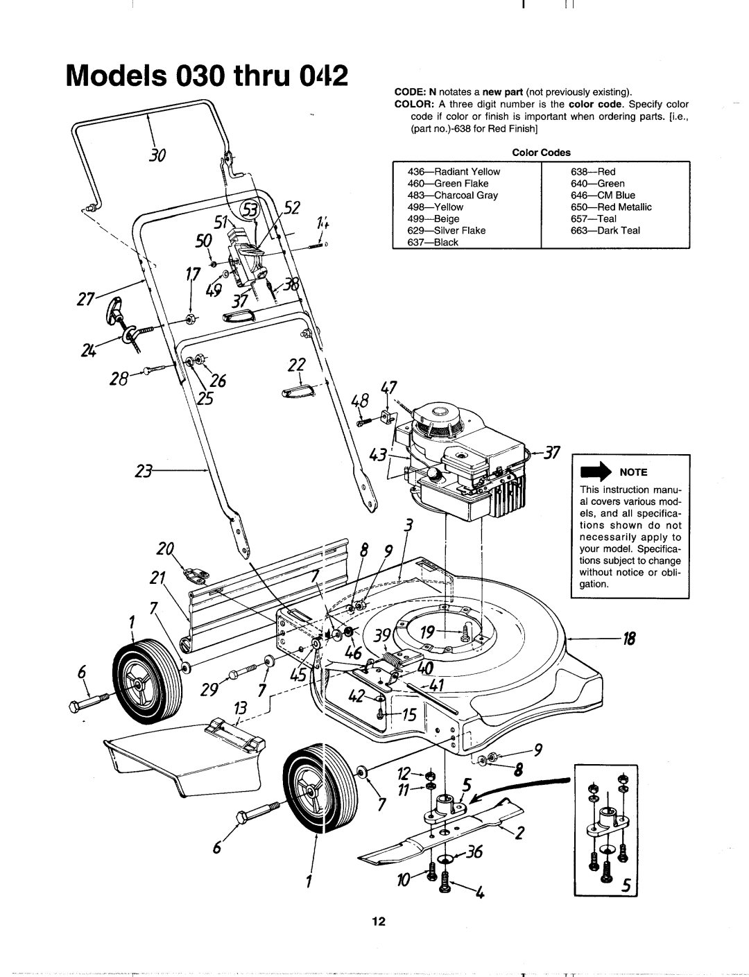 MTD 113-060A000 THRU 113-062D000, 113-040A000 thru 113-042D000, 113-050A000 THRU 113-052D000, 113-030A000 thru 113032D000 