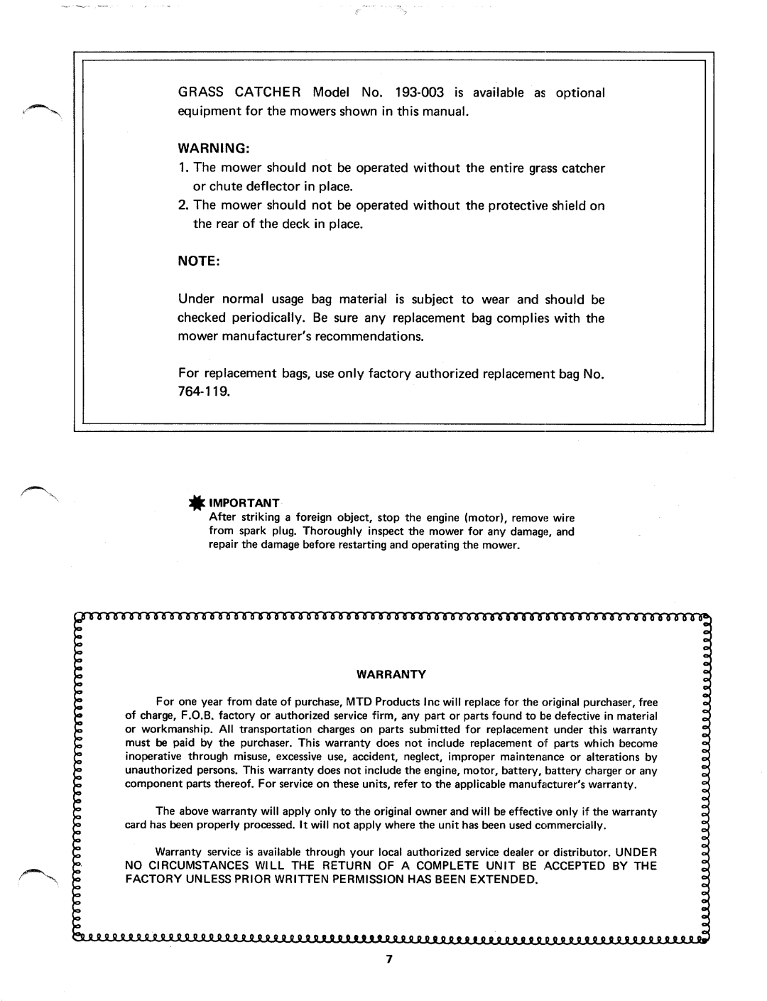 MTD 113-060, 113-070 manual 