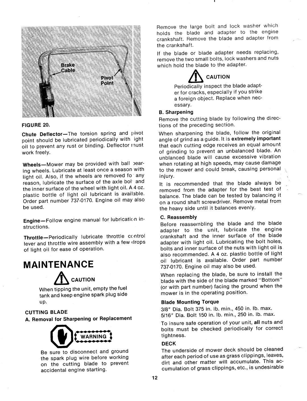 MTD 113-072A, 113-080A, 113-082A, 113-070A manual 