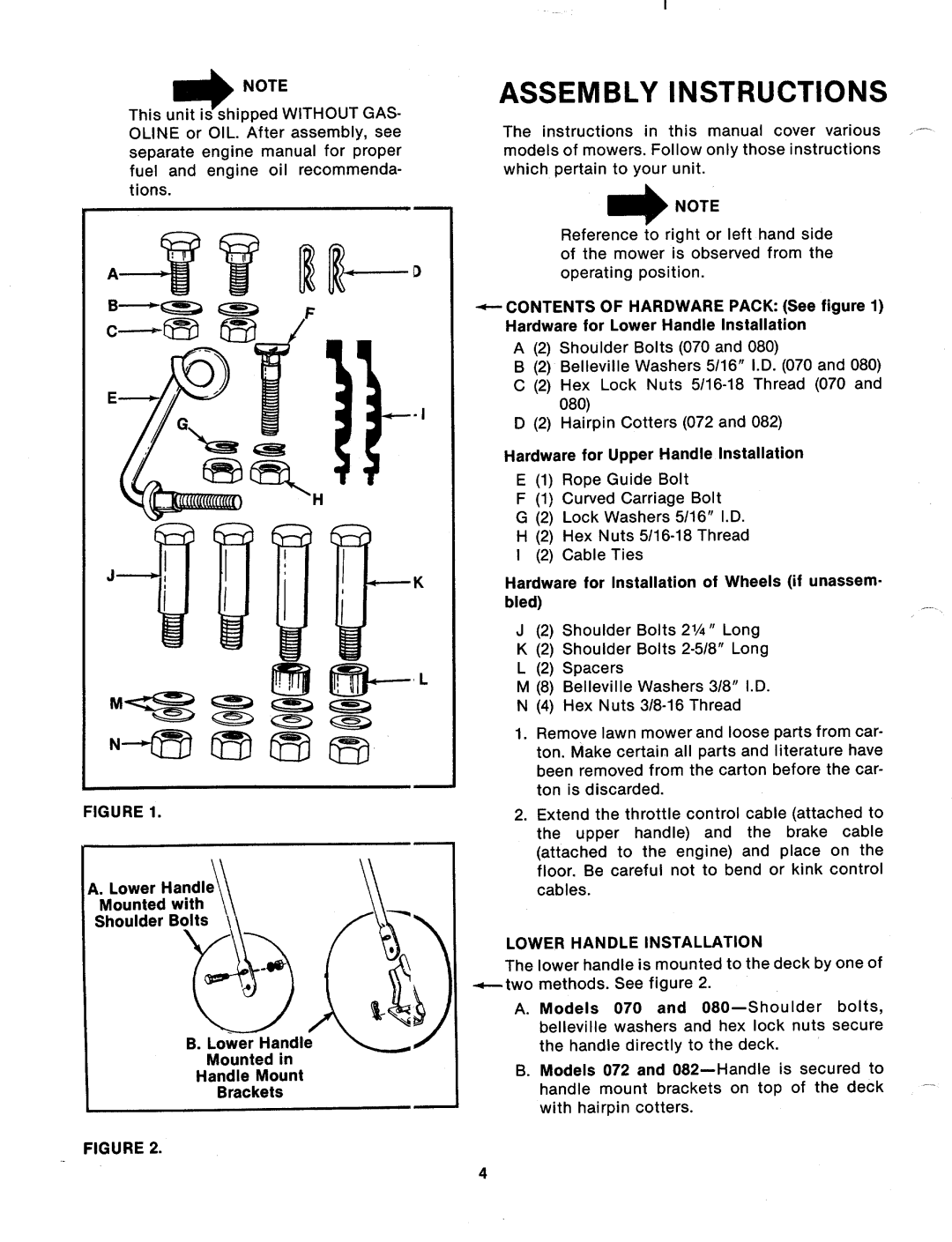 MTD 113-072A, 113-080A, 113-082A, 113-070A manual 