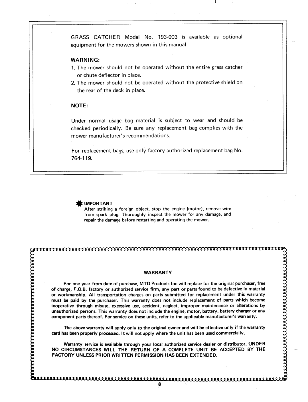 MTD 113-112, 113-132, 113-122, 113-142 manual 