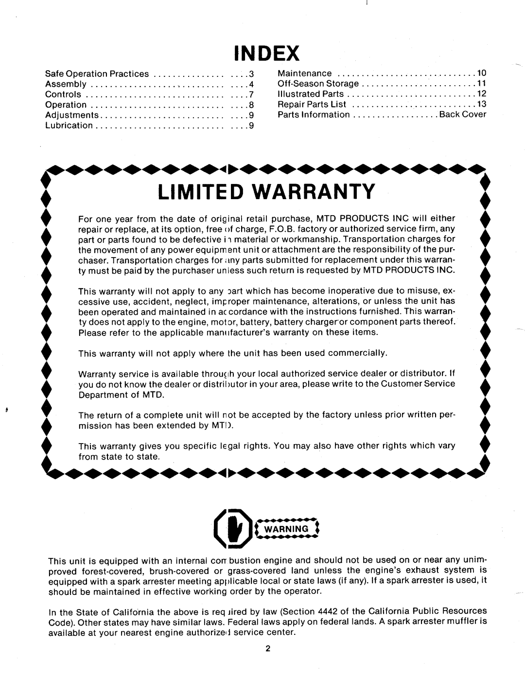 MTD 113-122A, 113-120A manual 