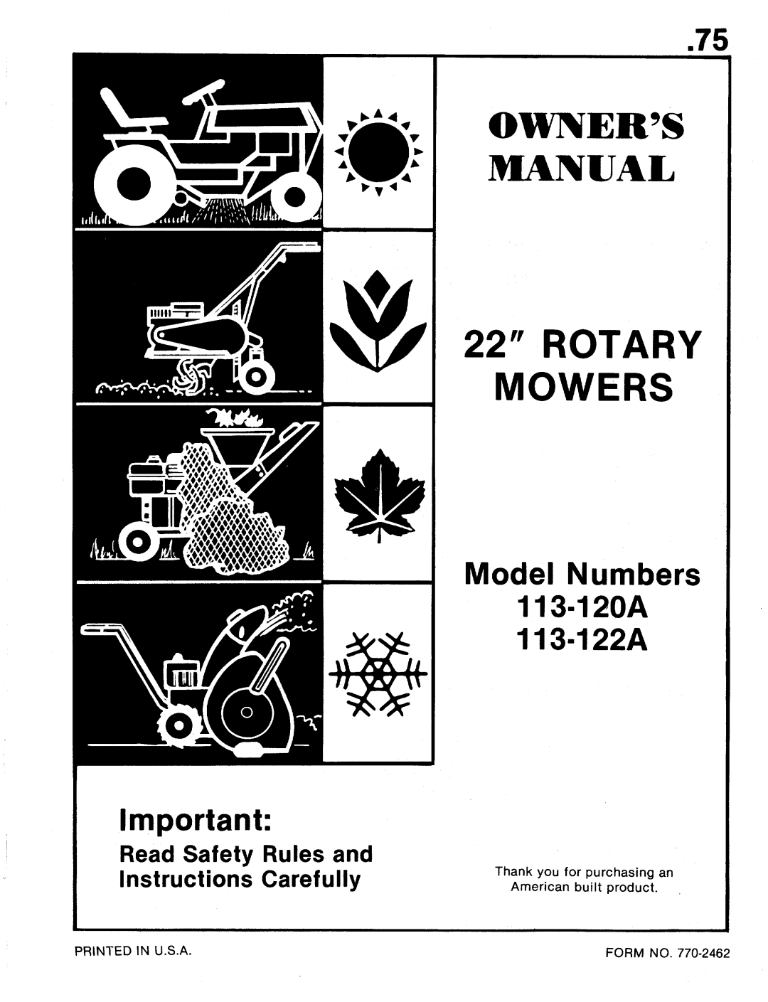 MTD 113-120A, 113-122A manual 