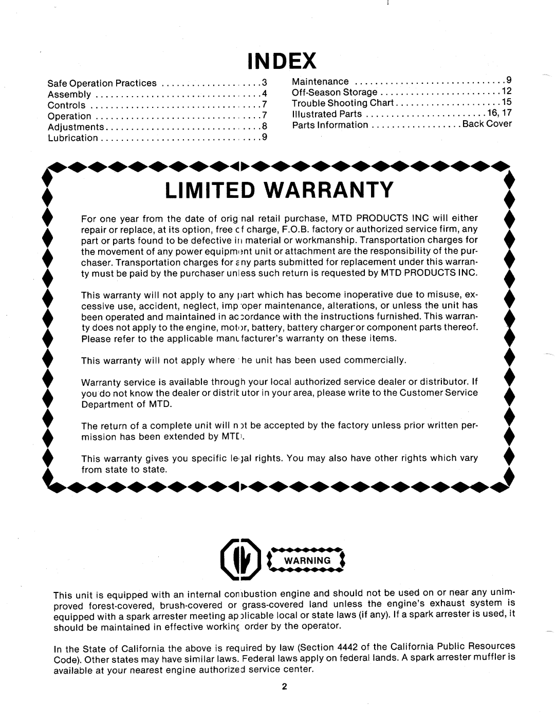 MTD 114-083-000, 114-074-000, 114-073-000, 114-084-000 manual 