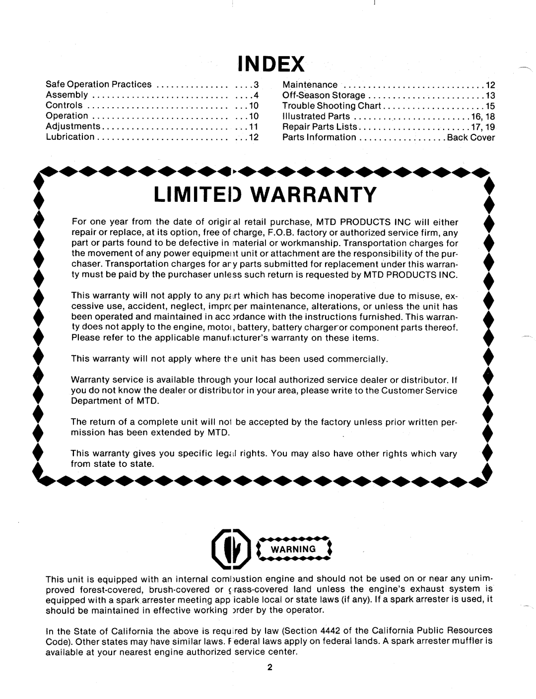 MTD 114-331A000 manual 