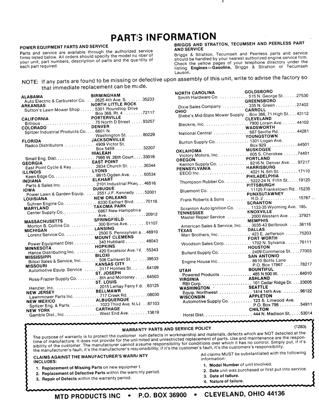 MTD 114-331A000 manual 