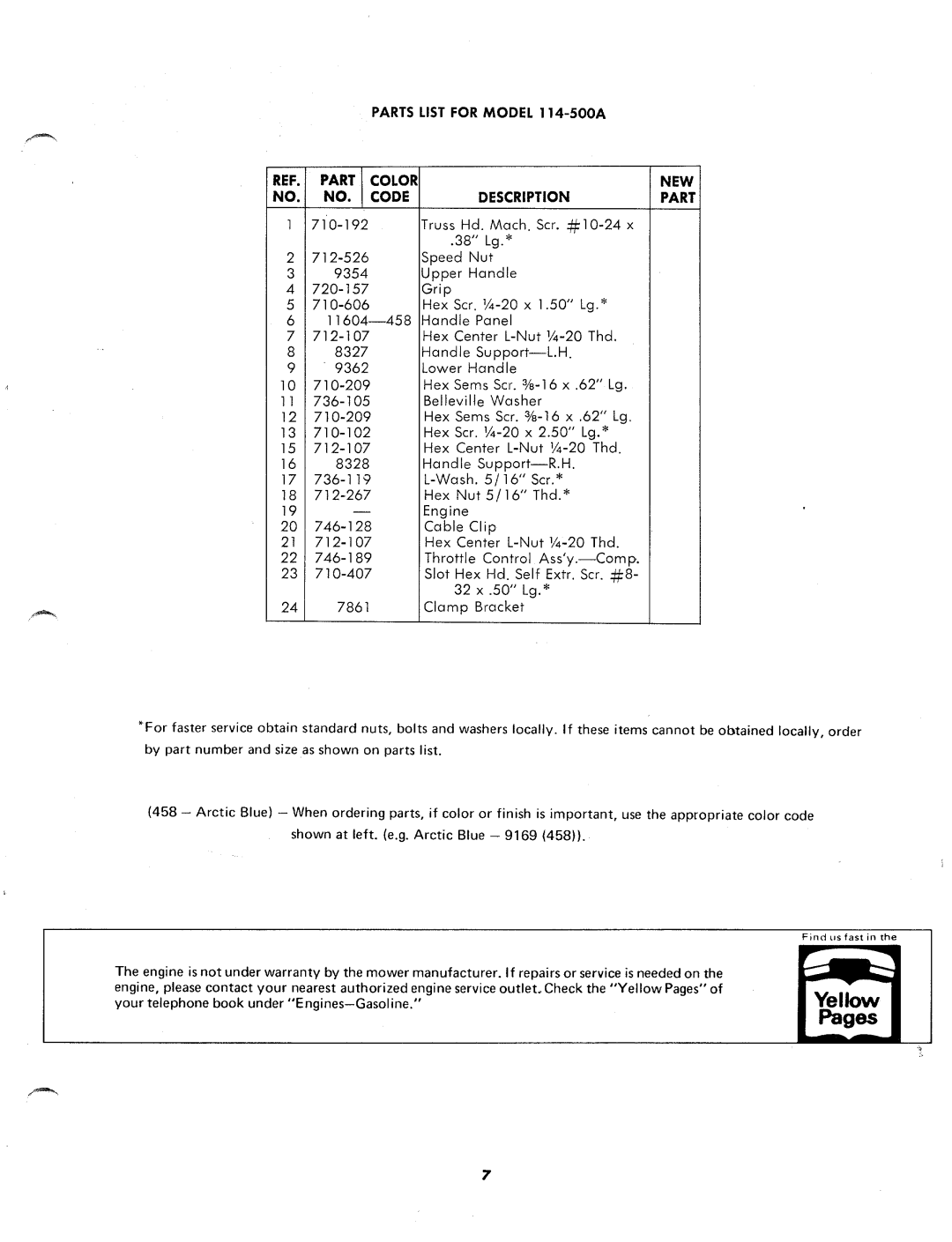 MTD 114-500A manual 