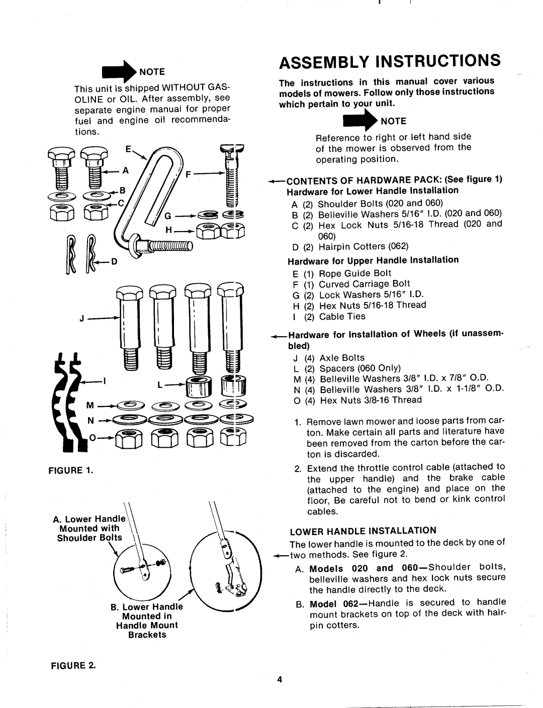 MTD 115-062-000, 115-060-000, 115-020-000 manual 