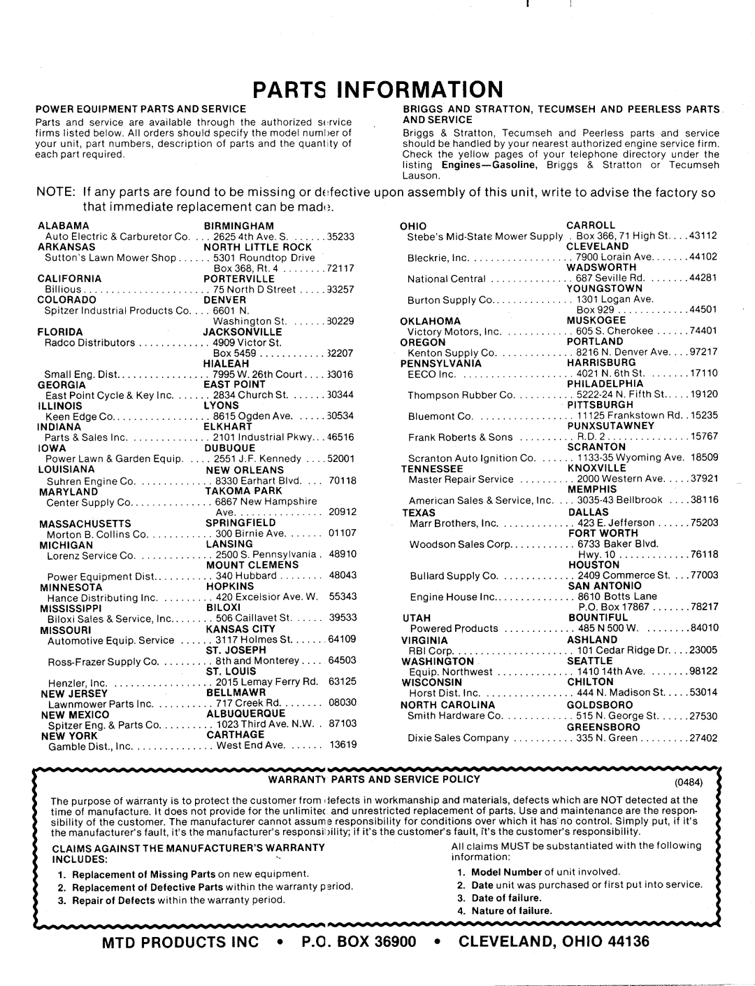 MTD 115-072-000, 115-080-000, 115-082-000, 115-070-000 manual 