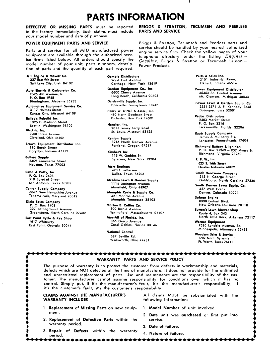 MTD 115-132A, 115-122A, 115-112A, 115-142A manual 