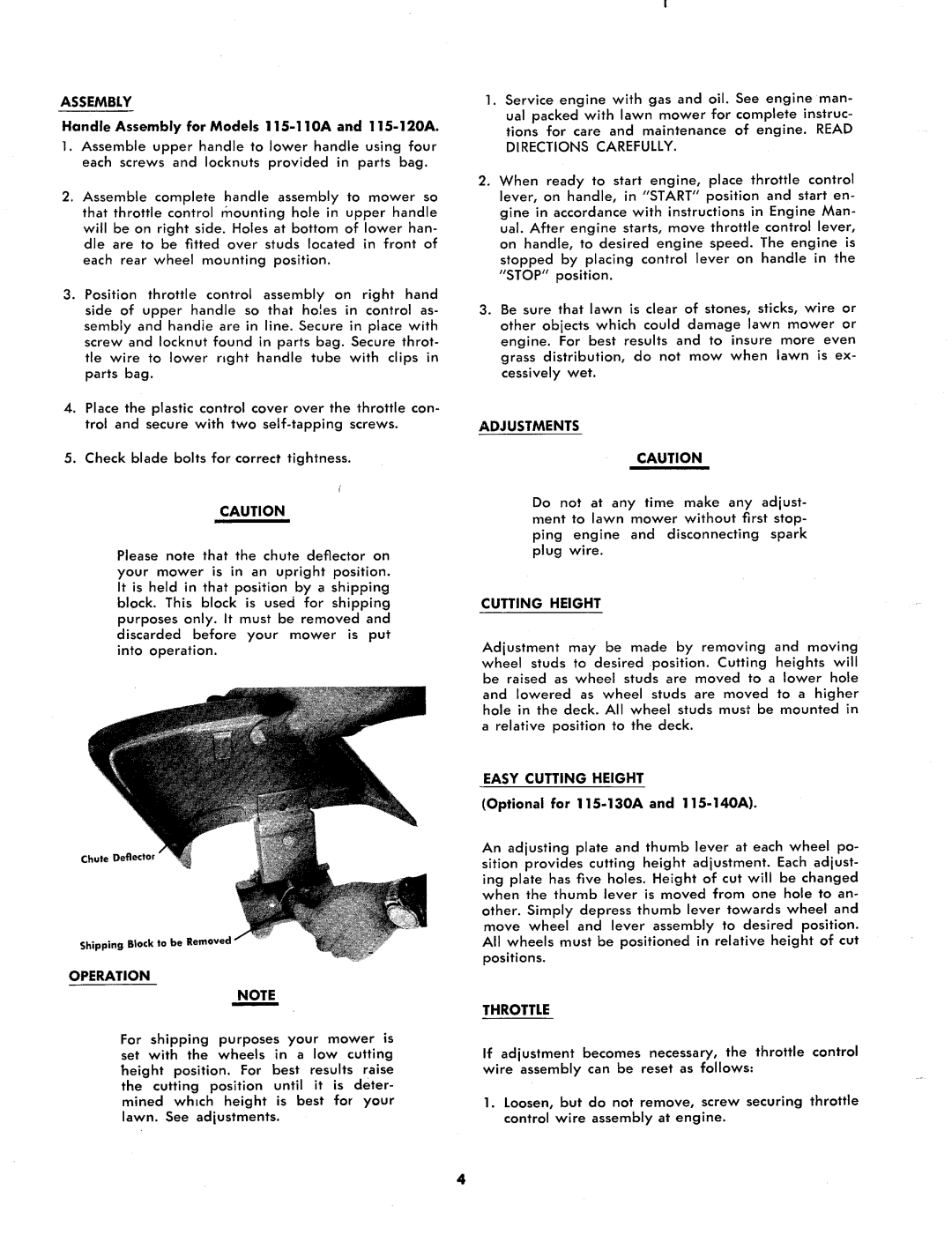 MTD 115-130A, 115-140A, 115-120A, 115-110A manual 