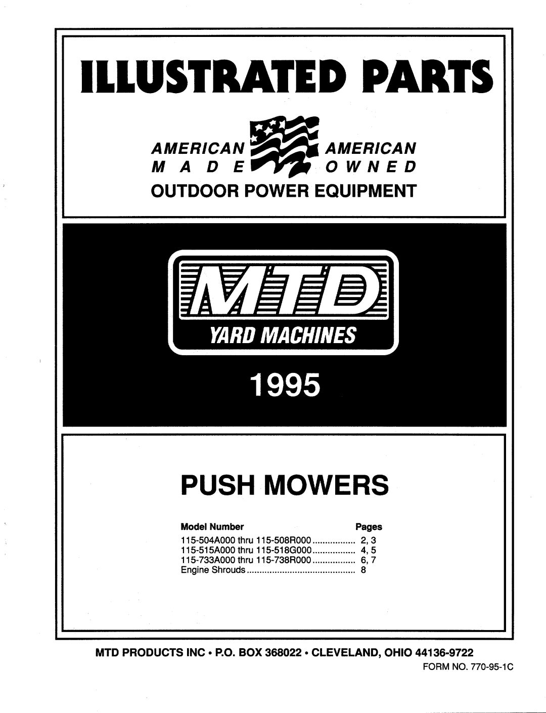 MTD 115-515A000, 115-518G000, 115-504A000 thru 115-508R000, 115-733A000 thru 115-738R000 manual 