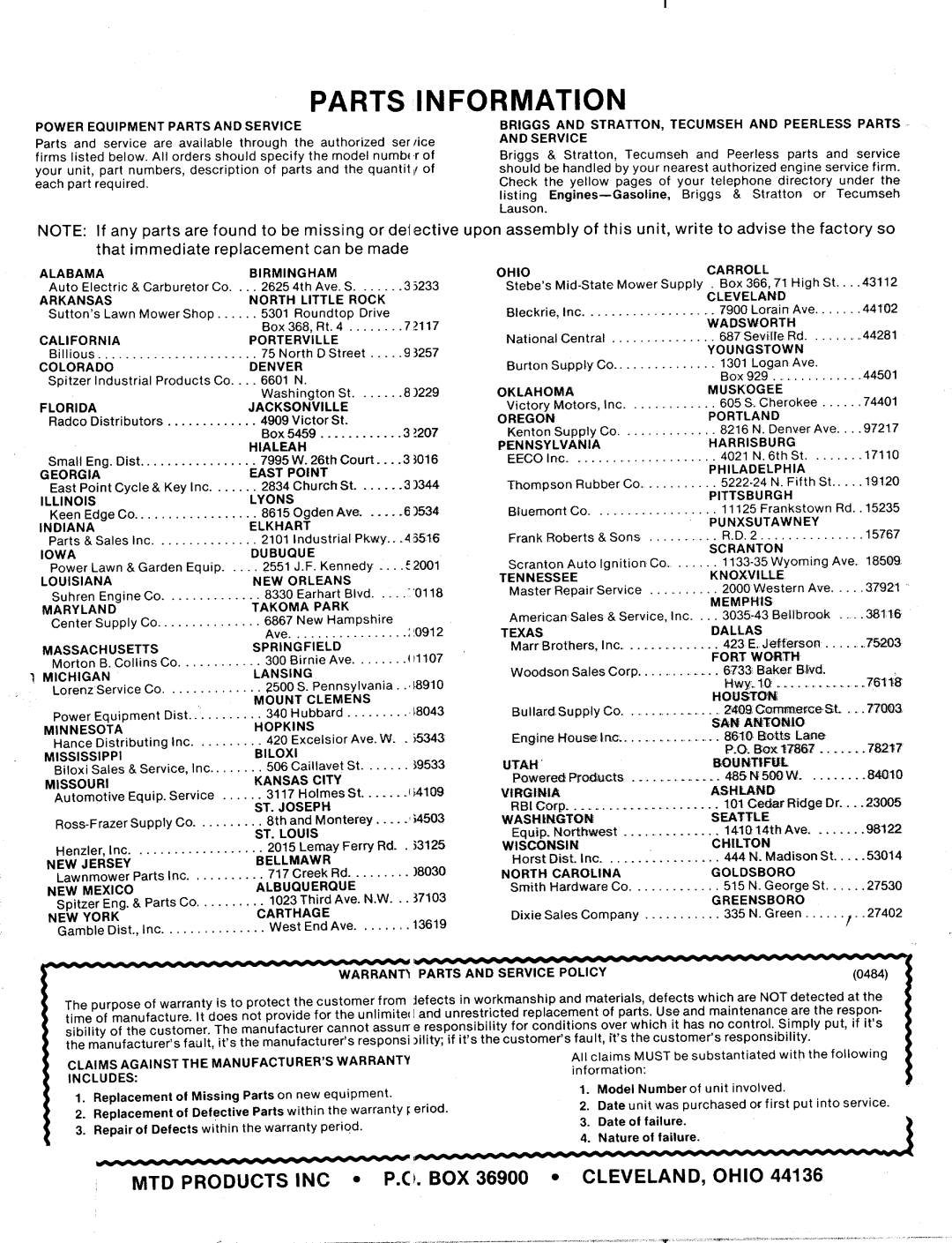 MTD 115-533-000 manual 