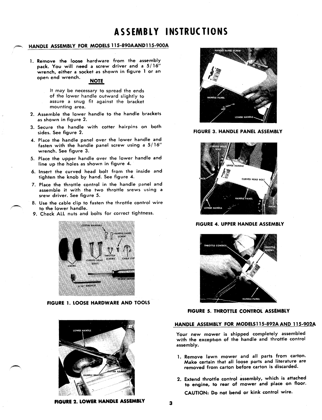 MTD 115-902A, 115-890A, 115-892A, 115-900A manual 