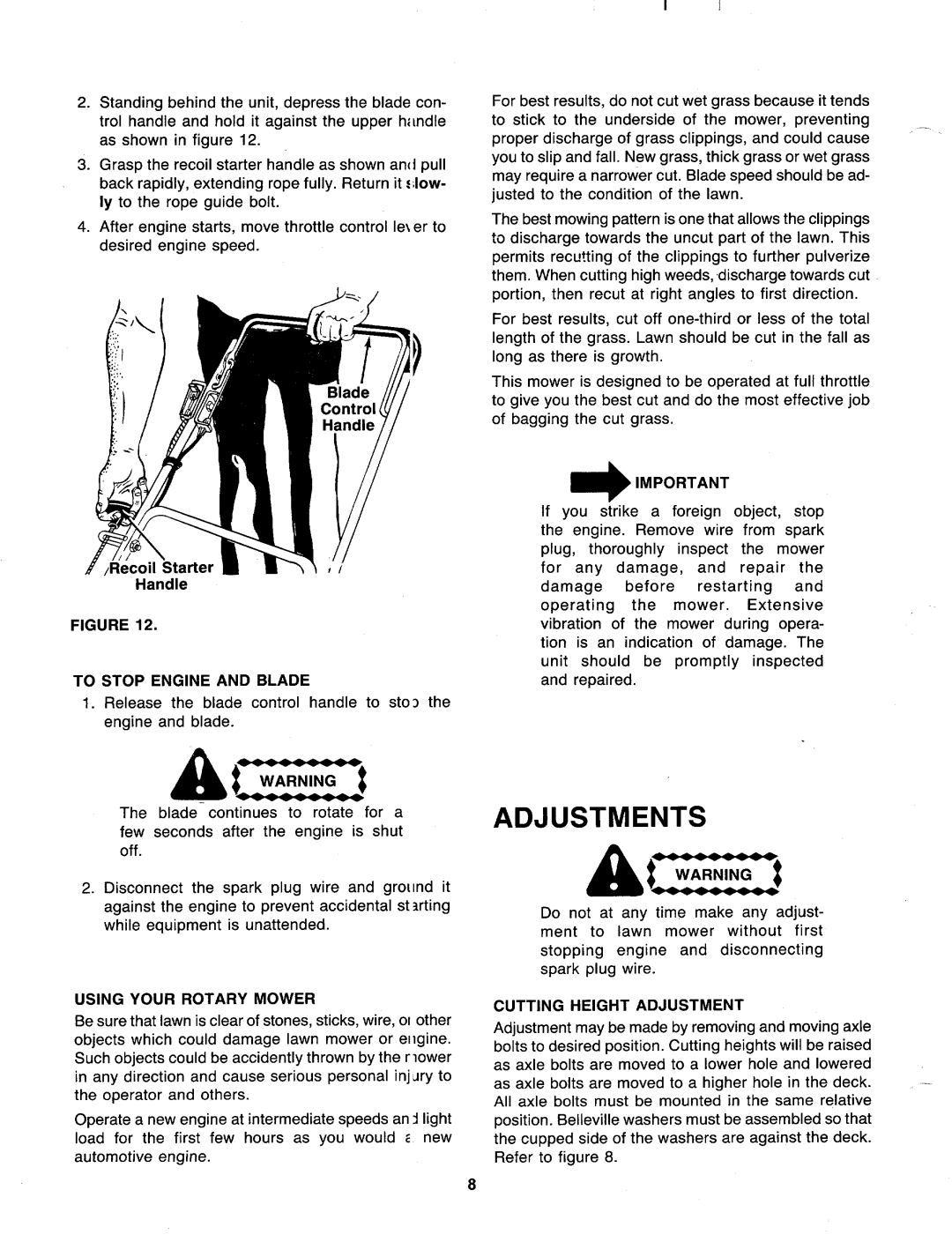 MTD 116-020-000 manual 