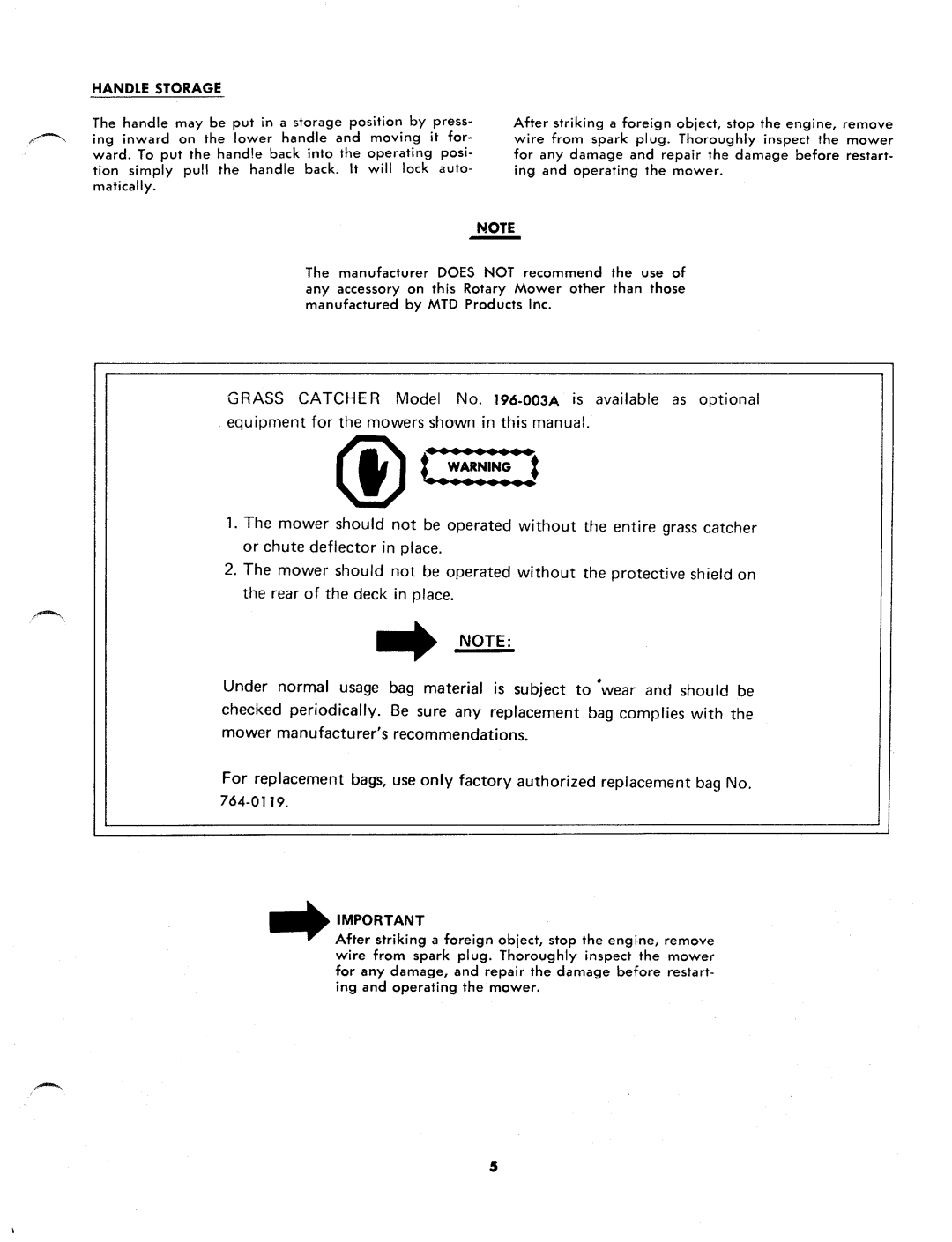 MTD 116-040A, 116-050A manual 