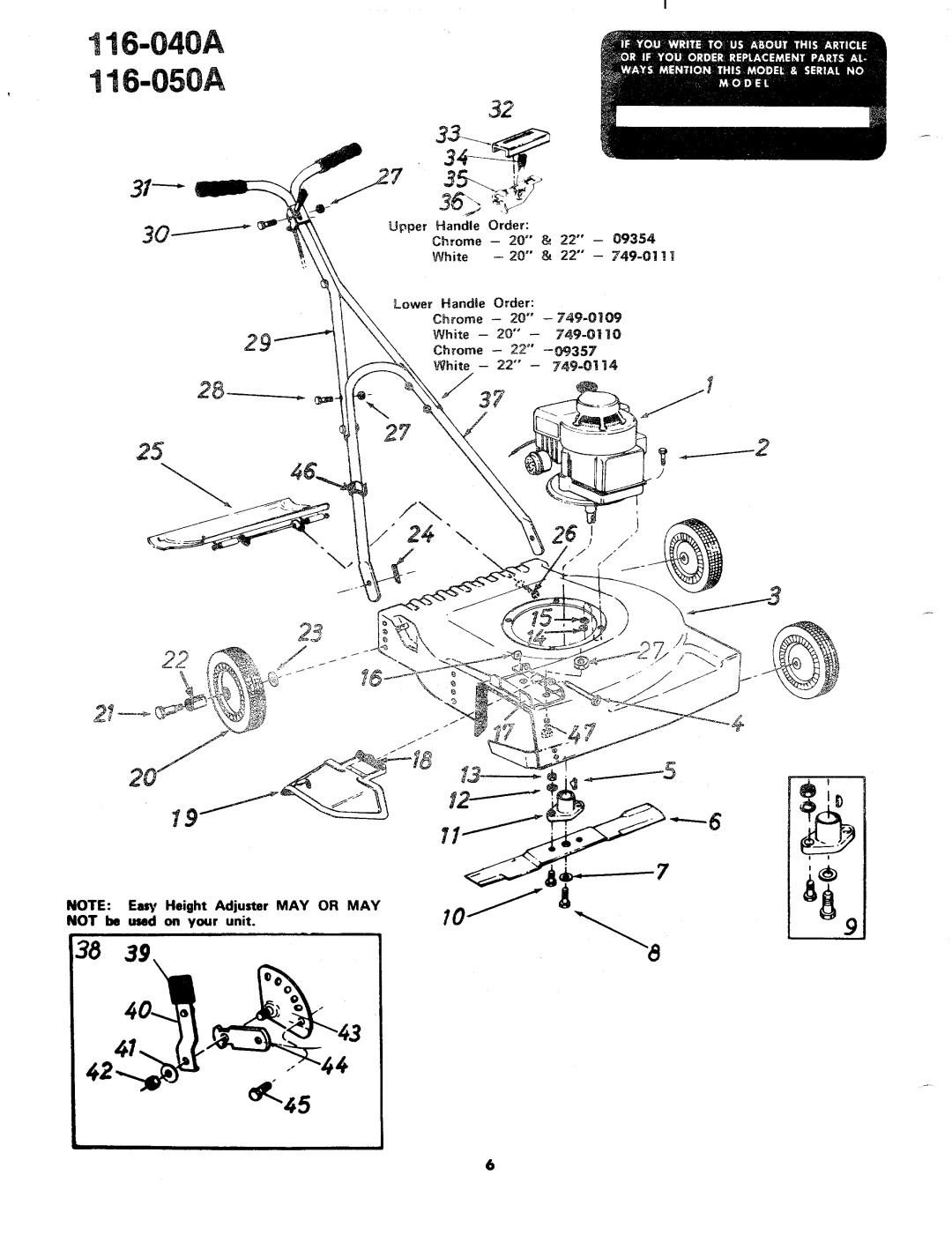 MTD 116-050A, 116-040A manual 