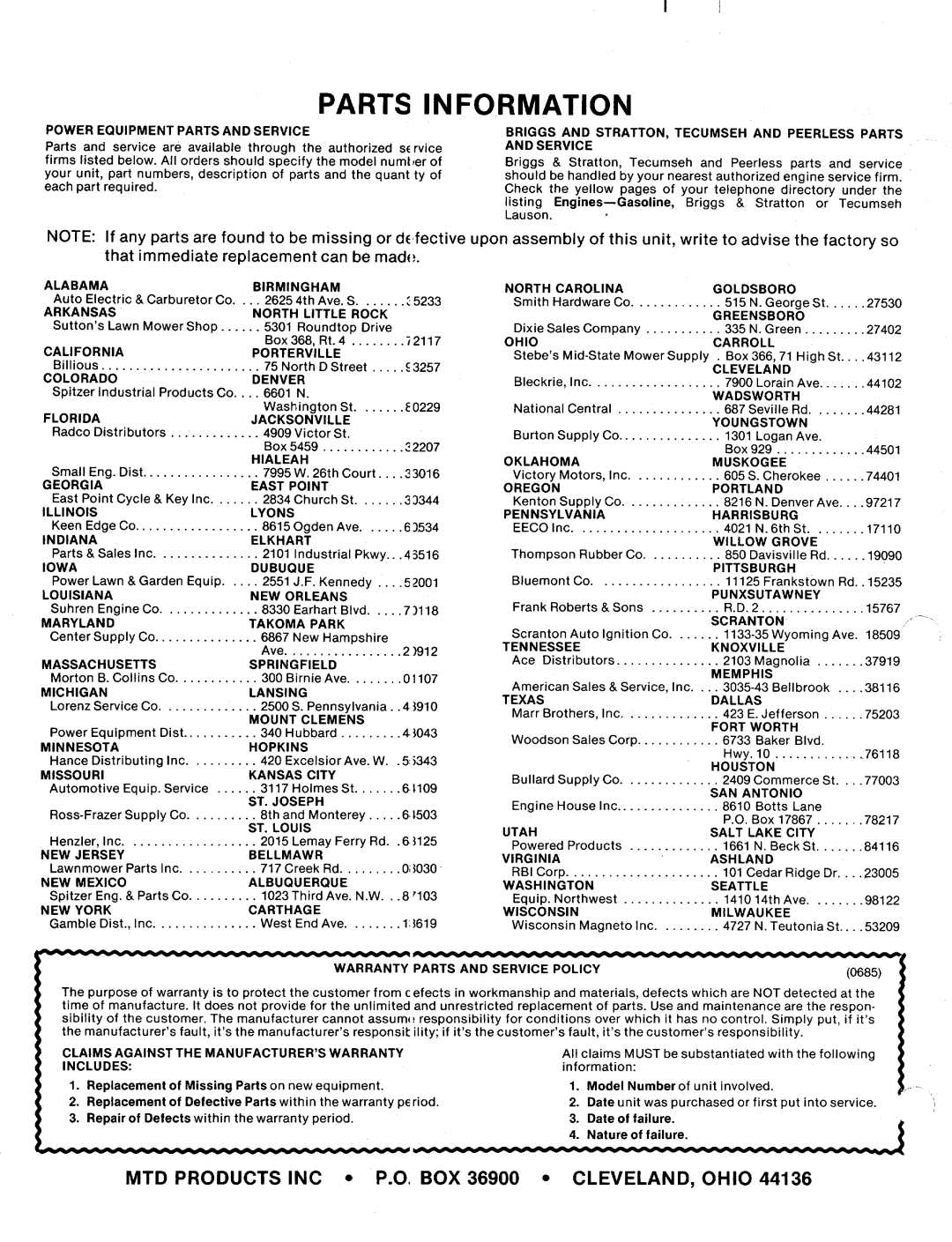 MTD 116-053-000, 116-052-000, 116-050-000, 116-051-000 manual 