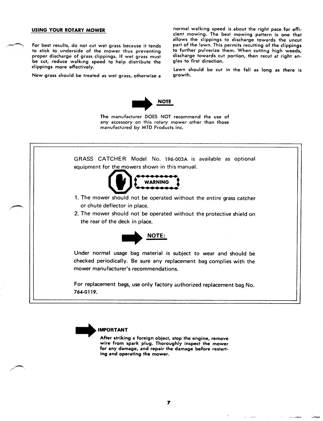 MTD 116-072A, 116-062A manual 