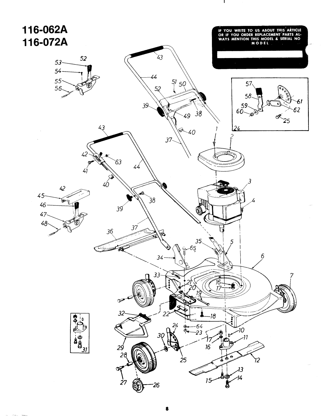 MTD 116-062A, 116-072A manual 