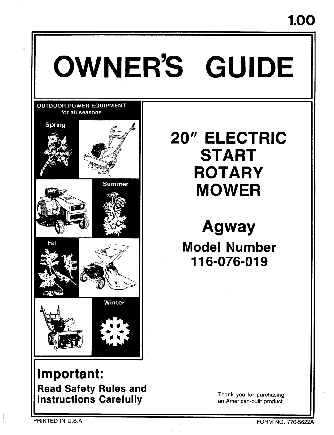 MTD 116-076-019 manual 