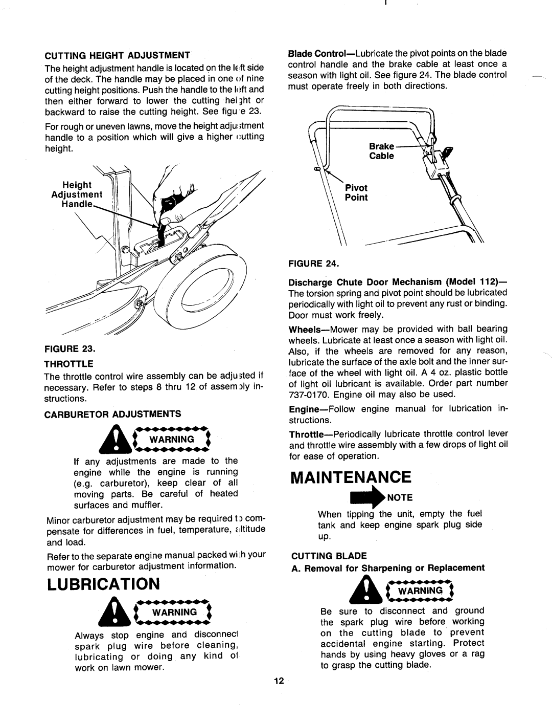 MTD 116-102-000, 116-112-000 manual 