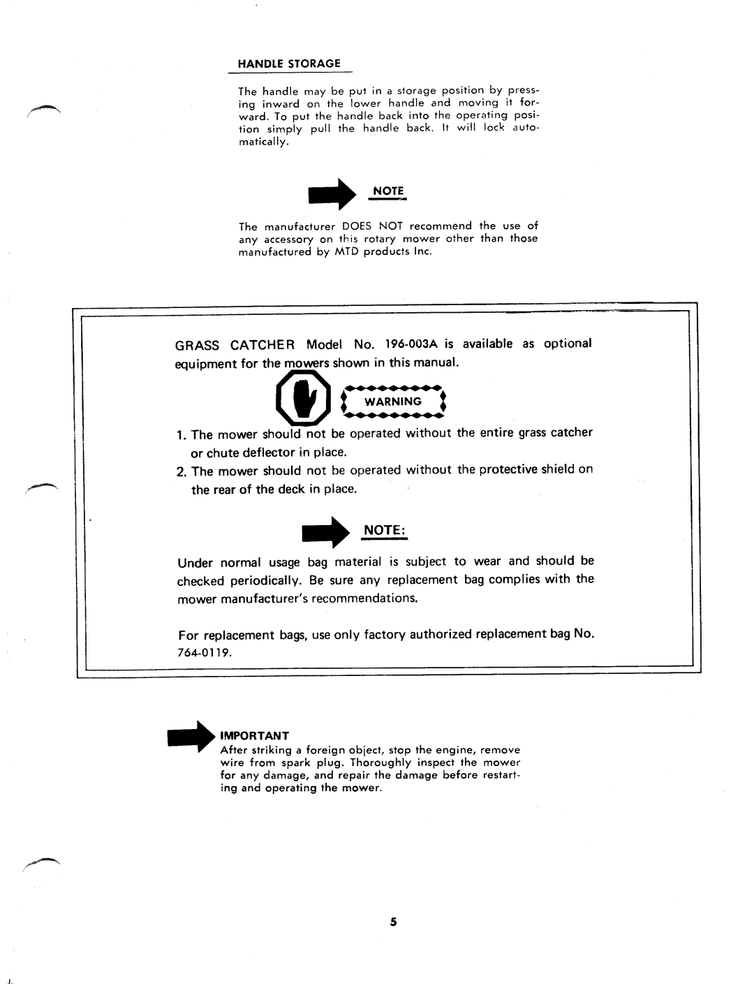 MTD 116-120A, 116-110A manual 