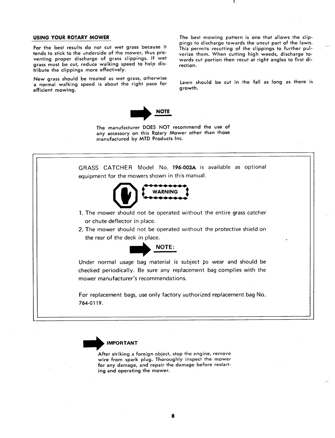 MTD 116-112A, 116-122A manual 