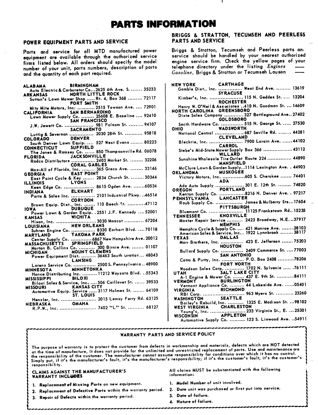 MTD 116-122A, 116-112A manual 