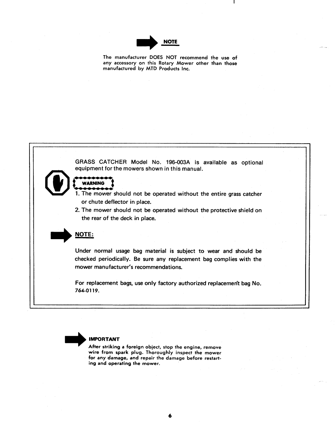 MTD 116-142A, 116-162A, 116-152A manual 