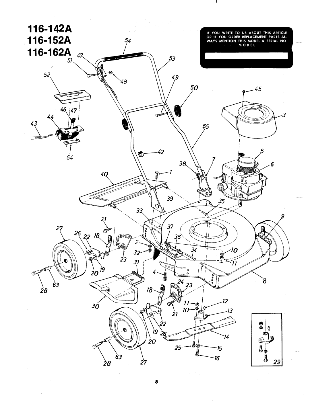 MTD 116-152A, 116-142A, 116-162A manual 