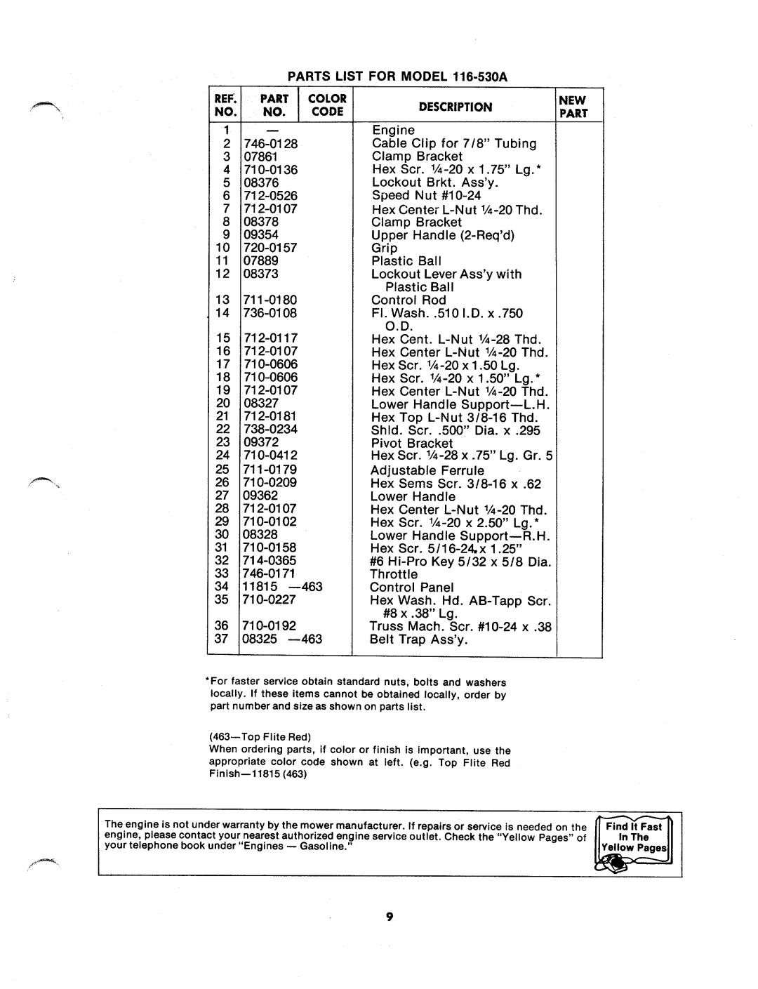 MTD 116-530A manual 