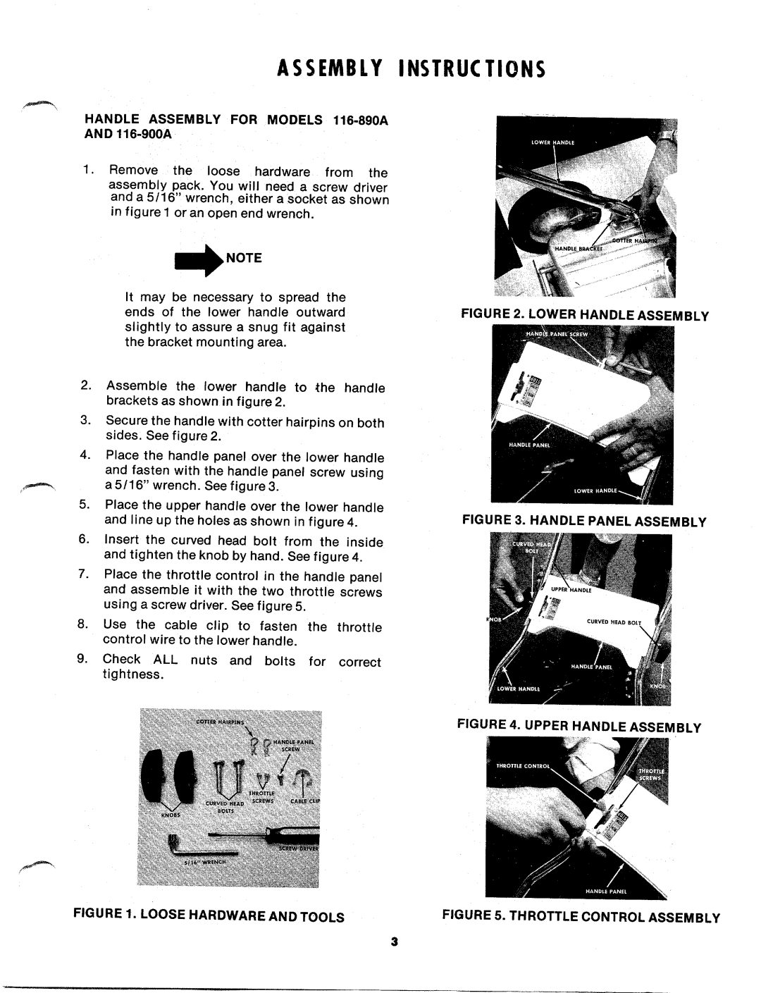 MTD 116-892A, 116-900A, 116-902A, 116-890A manual 