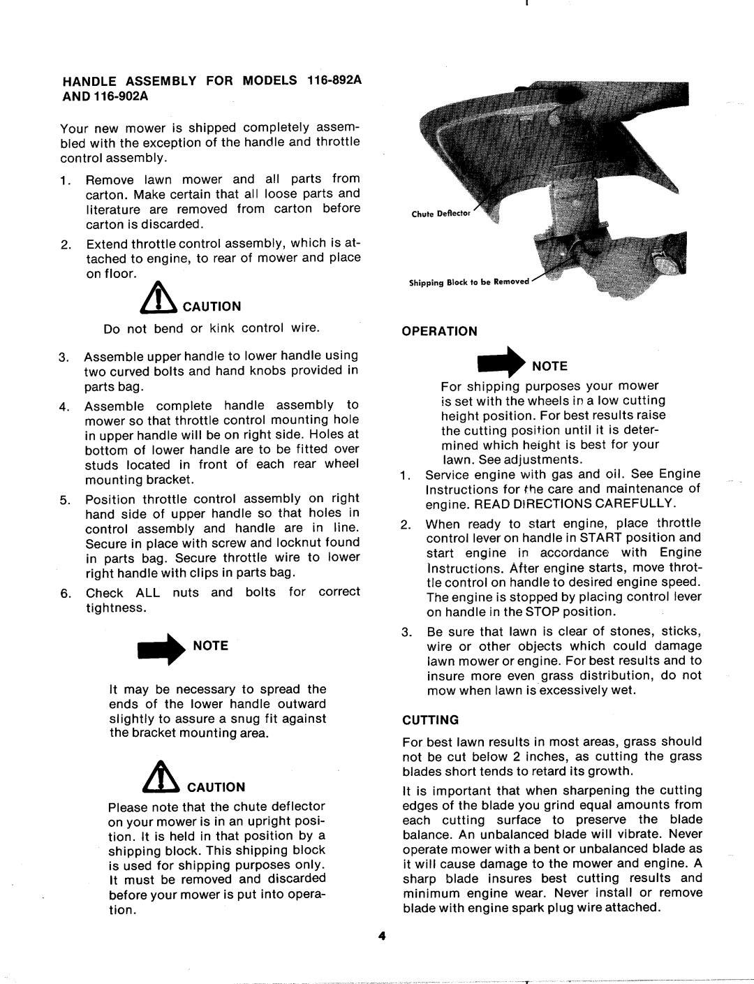 MTD 116-900A, 116-902A, 116-890A, 116-892A manual 