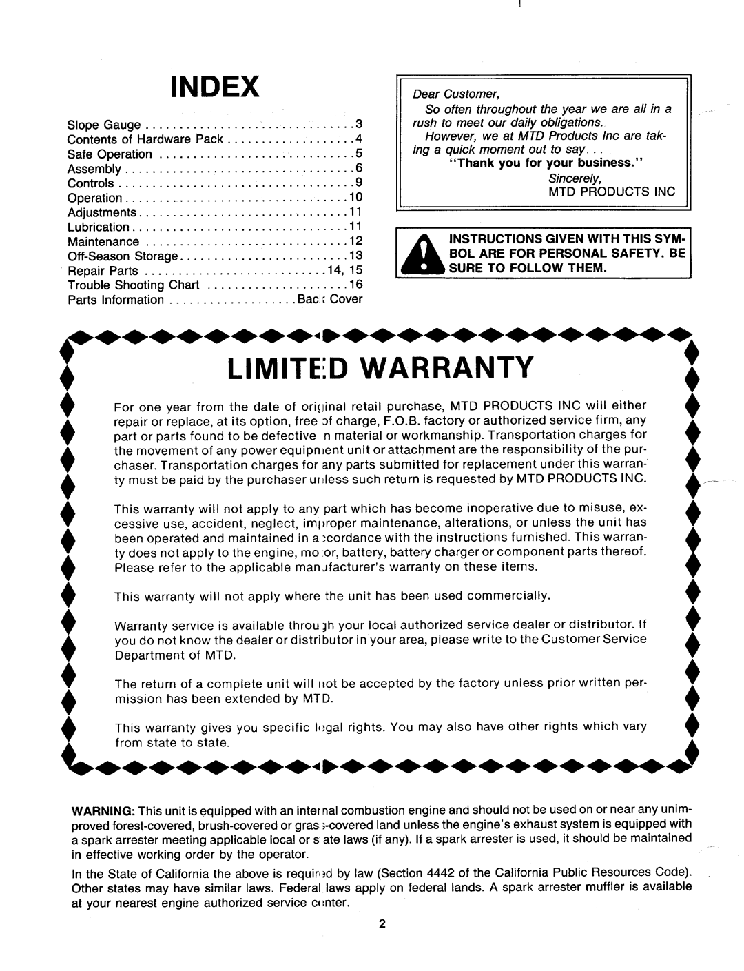 MTD 117-020-000 manual 