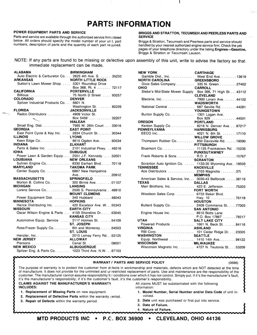 MTD 117-051-000, 117-050-000 manual 