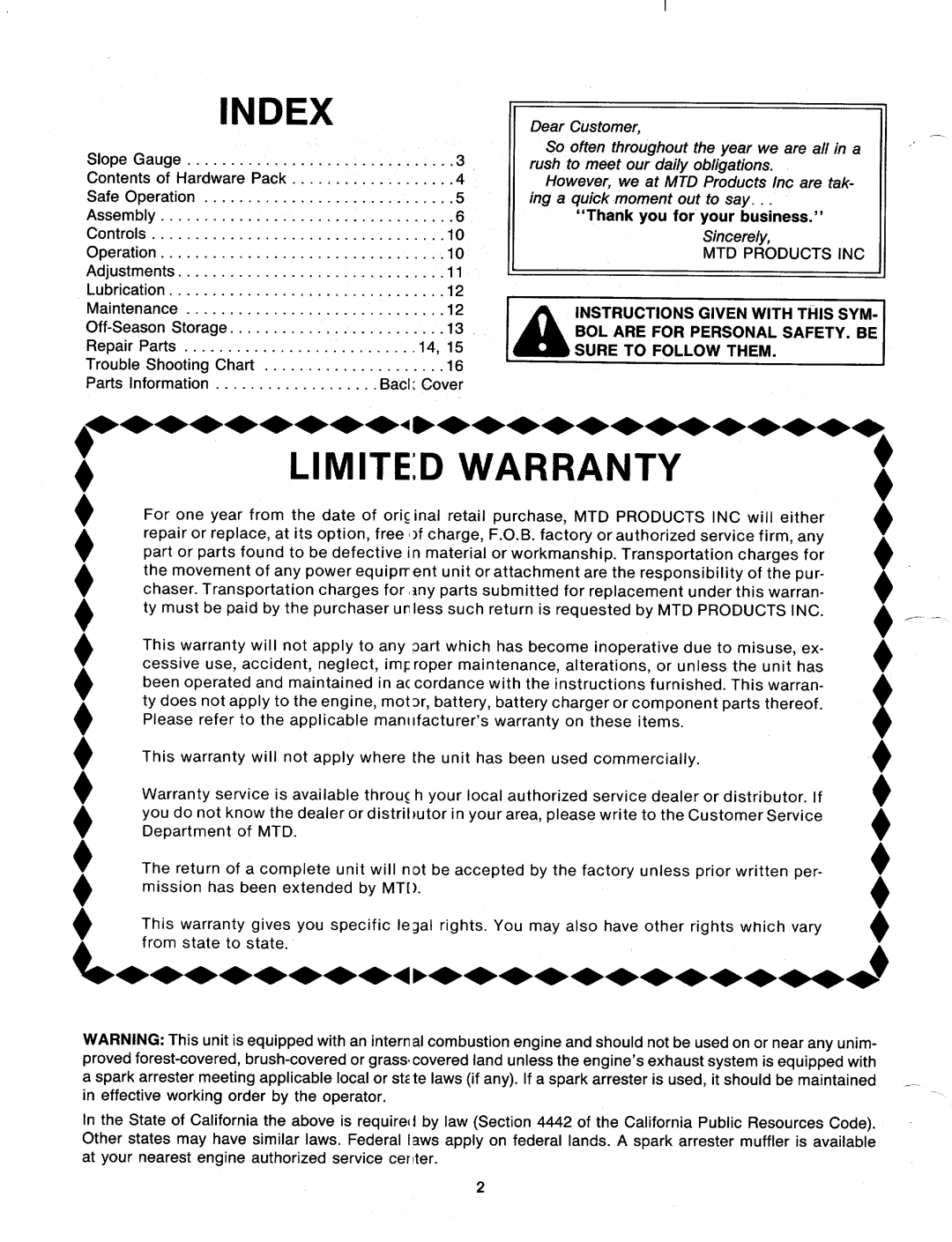 MTD 117-050-000, 117-051-000 manual 