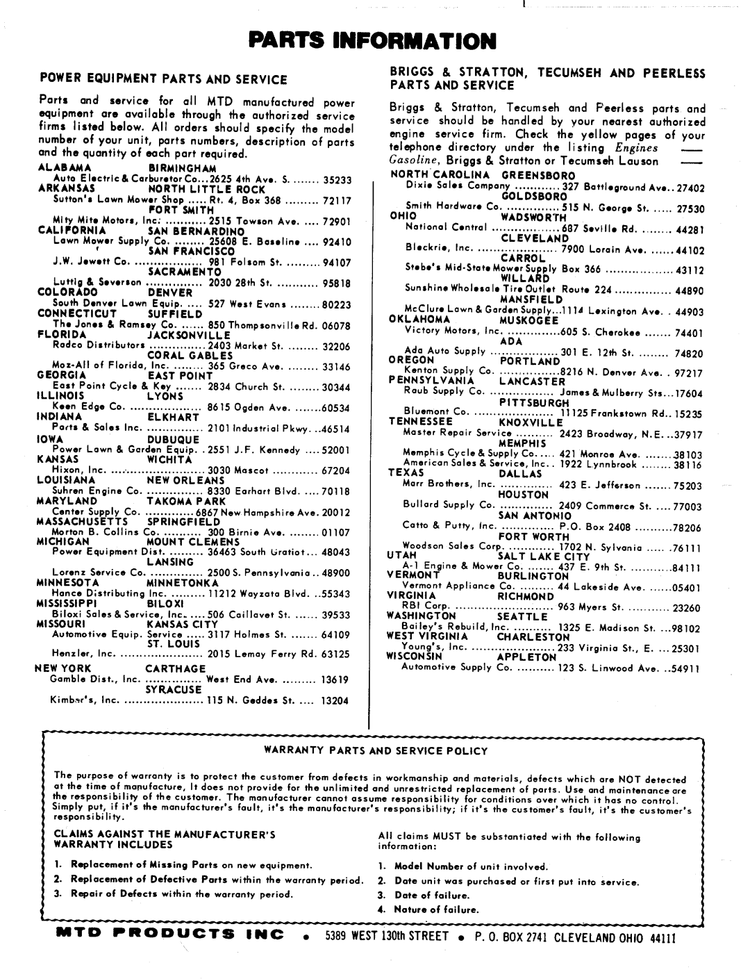 MTD 117-050A, 117-050-300 manual 